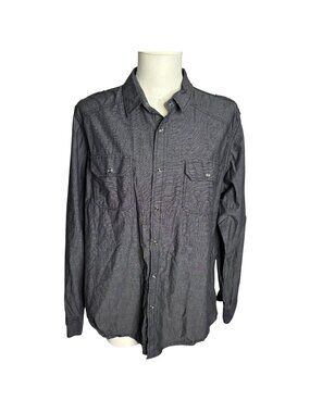 American Rag Snap Front Long Sleeve Shirt XL Black Pockets Cotton Casual